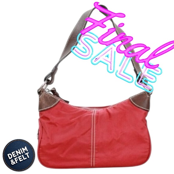 Dooney & Bourke Wayfarer Womens Red Brown Leather Shoulder Hobo Handbag - Picture 1 of 9